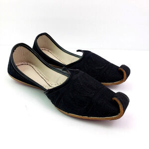 Step n Style Zari Khussa Mens Size 7 Black Leather Handmade Loafer Shoes